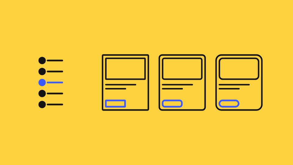 A column of design tokens on the left. The accent token draws a line into three interface cards, their buttons light up and the last card turns dark